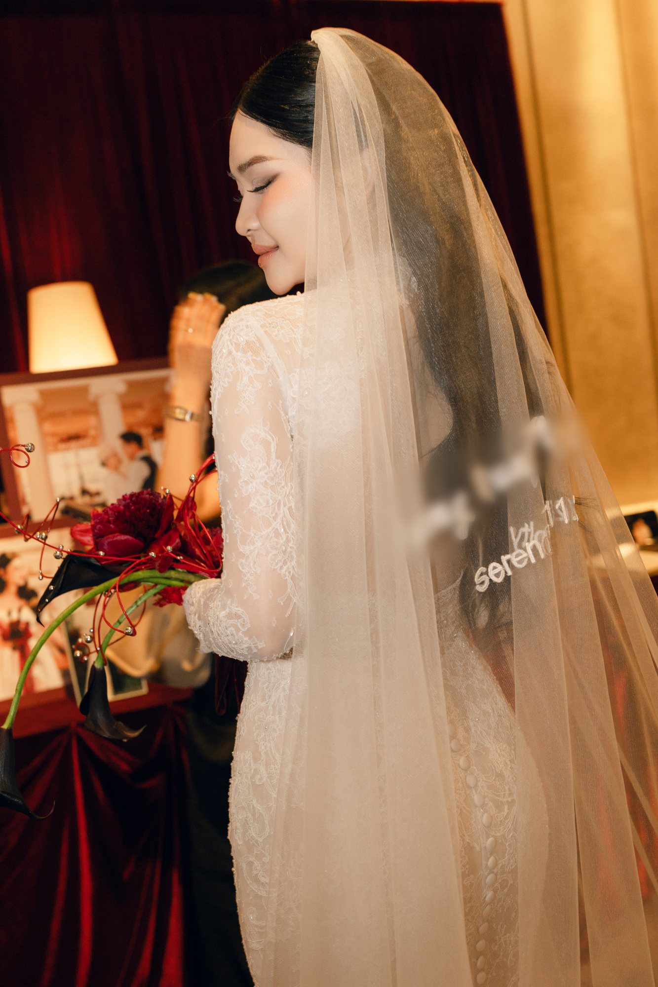 The Lotus Personalized Embroidered Cathedral Veil
