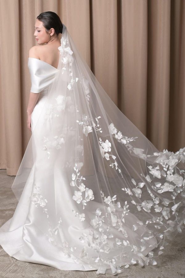 The Sa Dec cathedral 3d petal veil wedding veil